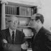 Guest composer Aaron Copland with faculty composer Samuel Adler at NTSU (c. 1962). 