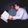 Guest composer David Dzubay in a composition master class with undergraduate student Philip Ducote (November 1999). 