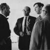 Faculty composers Merrill Ellis and Samuel Adler with guest composer Gunther Schuller and Walter Watson (c. 1963). 