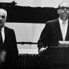 Guest composer Vittorio Giannini with faculty composer Samuel Adler at NTSU (Summer 1966). 