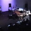 Faculty percussionist Christopher Deane and graduate composition student Chapman Welch (piano) in a performance of Karlheinz Stockhausen's Kontakte for CEMI program (April 2003). 