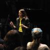 Guest composer Libby Larsen talks with students at Music Now (February 2010). 