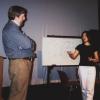 Guest composer Joseph Schwantner in a master class with doctoral composition student Hideko Kawamoto (September 1999). 