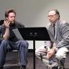 Guest composer Harvey Sollberger in master class with graduate composition student Chapman Welch (October 2002). 